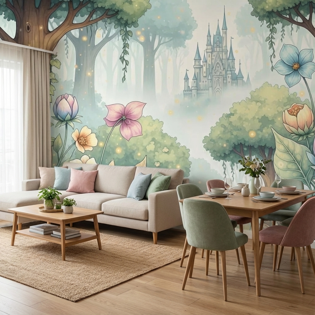 Çocuk Odası Masal Duvar Kağıdı – Kolay Uygulama Peel & Stick