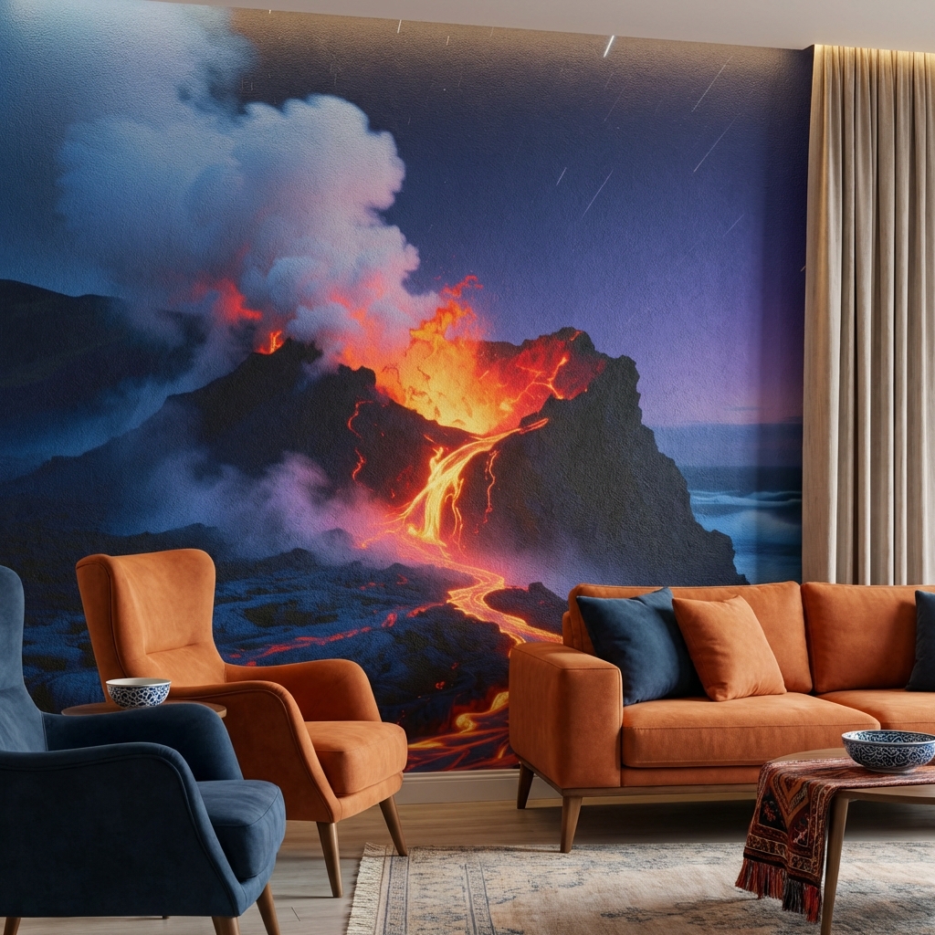 Lav Akışı ve Meteor Yağmuru Epik Duvar Kağıdı