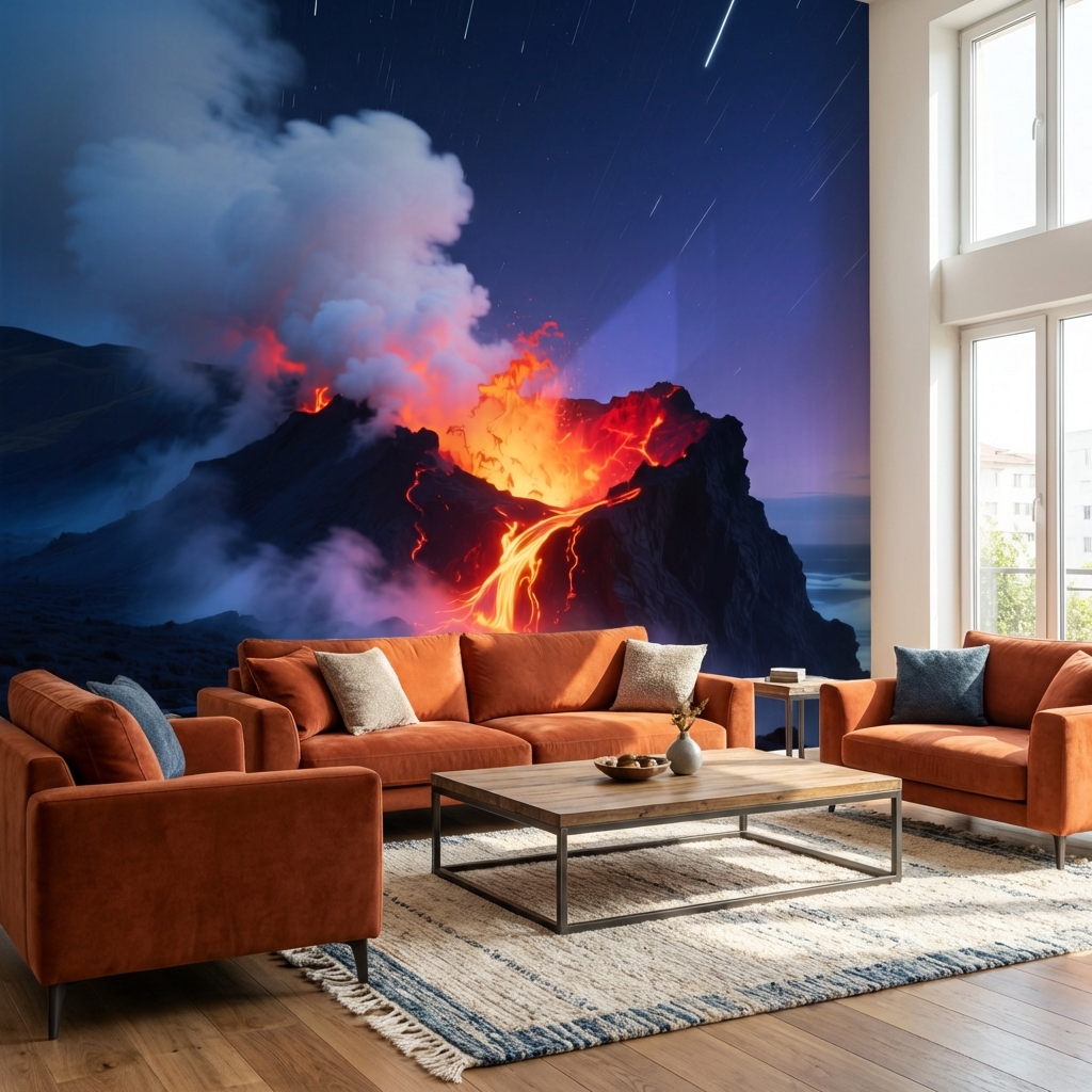 Lav Akışı ve Meteor Yağmuru Epik Duvar Kağıdı