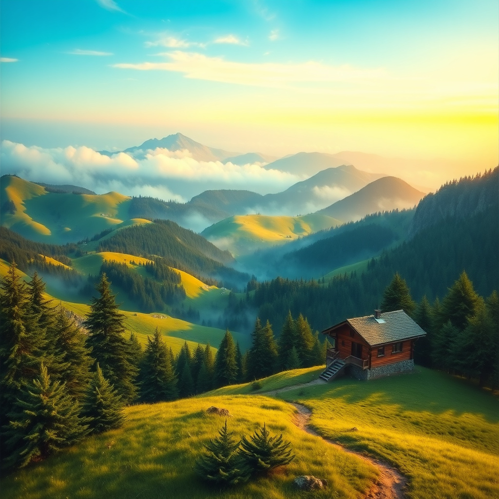 Duvarda Sanat Premium Karadeniz Kaçkar Dağları Yaylası Kendinden Yapışkanlı Duvar Kağıdı