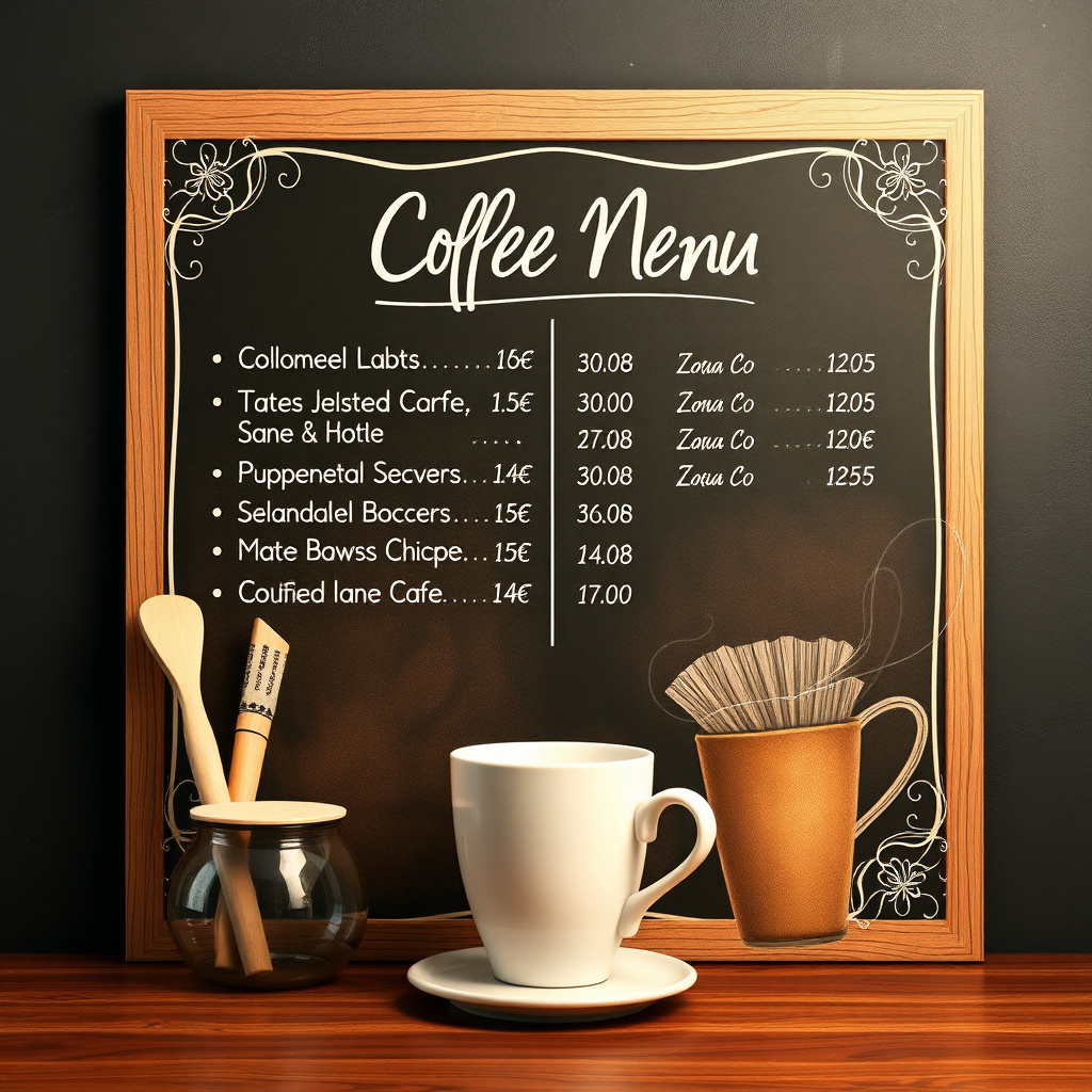 Duvarda Sanat Estetik Retro Kafe Kahve Menüsü Kendinden Yapışkanlı Duvar Kağıdı No:1032