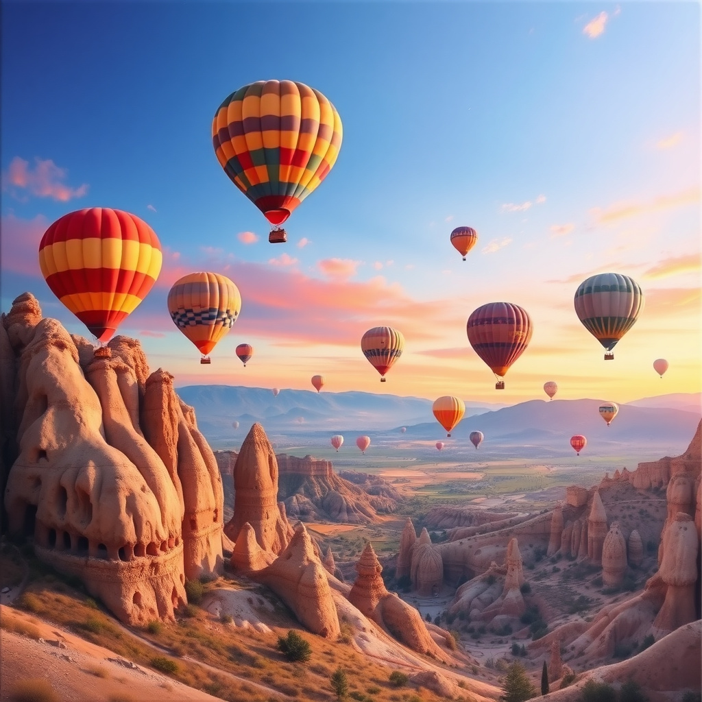 Duvarda Sanat Premium Kapadokya Balon Şenliği Kendinden Yapışkanlı Duvar Kağıdı No:1057
