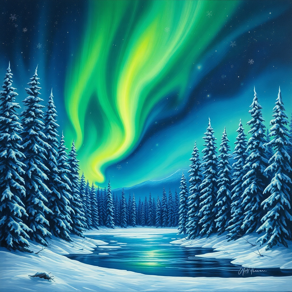 Duvarda Sanat Zarif Kutup Işıkları (Aurora Borealis) Kendinden Yapışkanlı Duvar Kağıdı No:1065