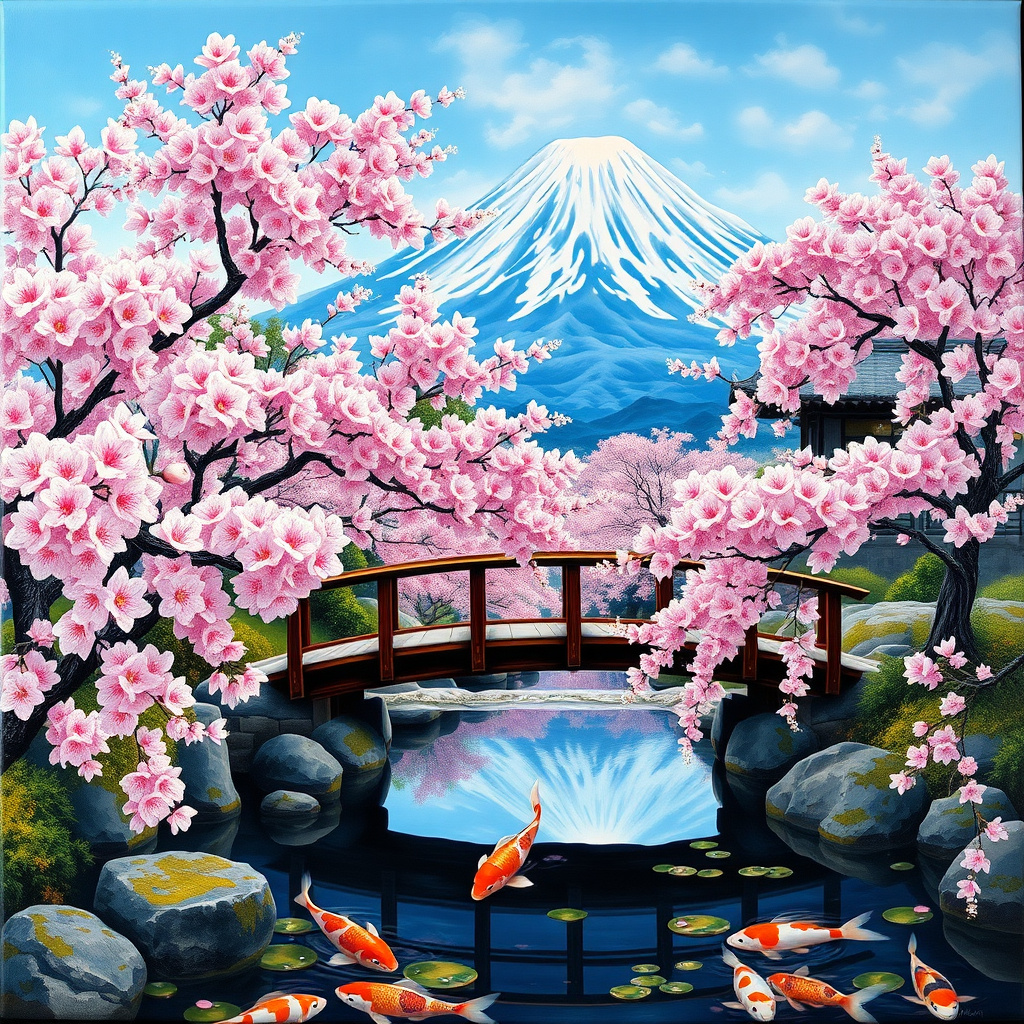 Duvarda Sanat Premium Japon Kiraz Çiçeği Bahçesi (Sakura) Kendinden Yapışkanlı Duvar Kağıdı No:1077