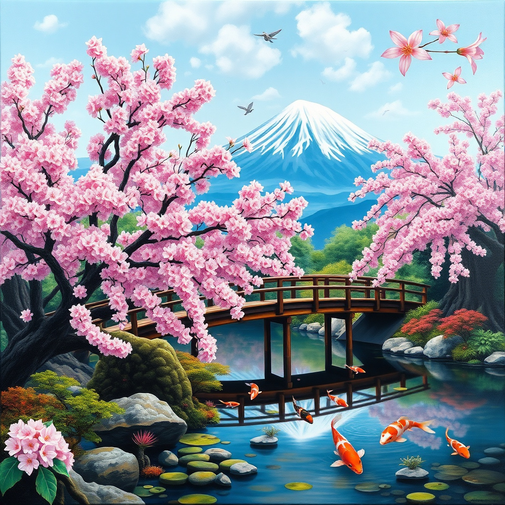 Duvarda Sanat Rustik Japon Kiraz Çiçeği Bahçesi (Sakura) Kendinden Yapışkanlı Duvar Kağıdı No:1097