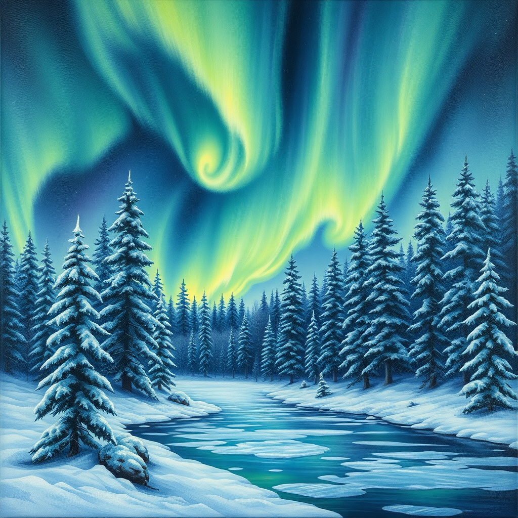 Duvarda Sanat Premium Kutup Işıkları (Aurora Borealis) Kendinden Yapışkanlı Duvar Kağıdı No:1102