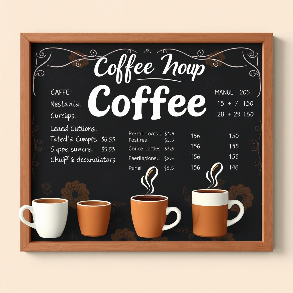 Duvarda Sanat Minimalist Retro Kafe Kahve Menüsü Kendinden Yapışkanlı Duvar Kağıdı