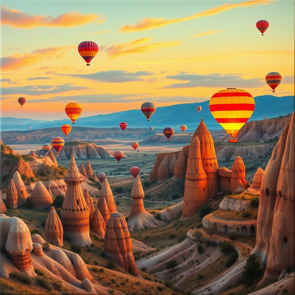 Duvarda Sanat Klasik Kapadokya Balon Şenliği Kendinden Yapışkanlı Duvar Kağıdı No:190 No:1167