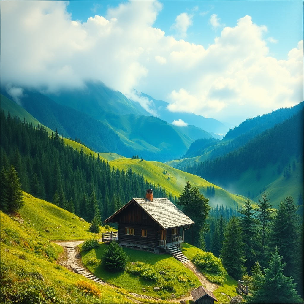 Duvarda Sanat Minimalist Karadeniz Kaçkar Dağları Yaylası Kendinden Yapışkanlı Duvar Kağıdı No:1167