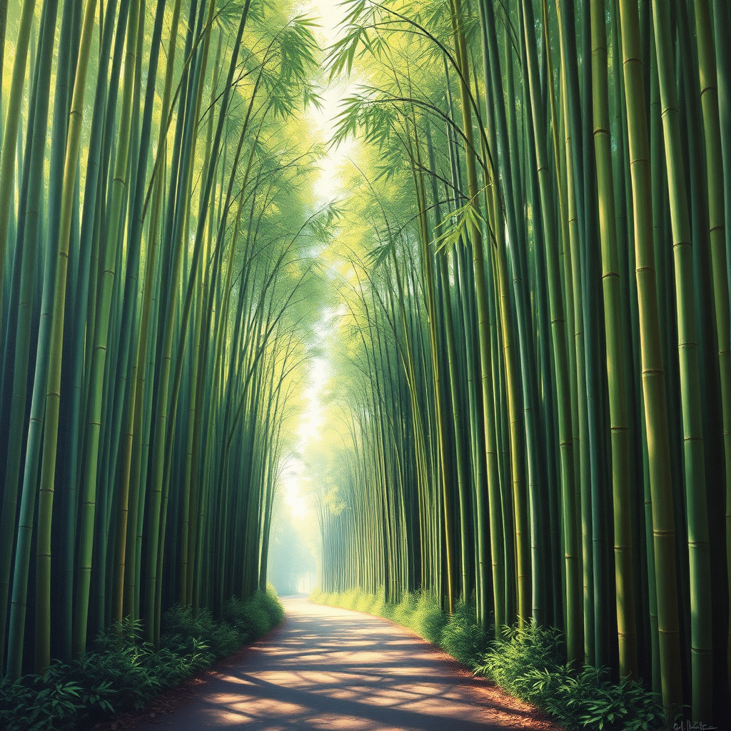 Duvarda Sanat Retro Huzurlu Bambu Ormanı Yolu Kendinden Yapışkanlı Duvar Kağıdı No:441 No:1170