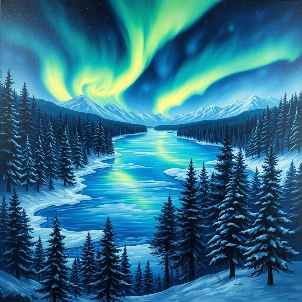 Duvarda Sanat Lüks Kutup Işıkları (Aurora Borealis) Kendinden Yapışkanlı Duvar Kağıdı No:1186