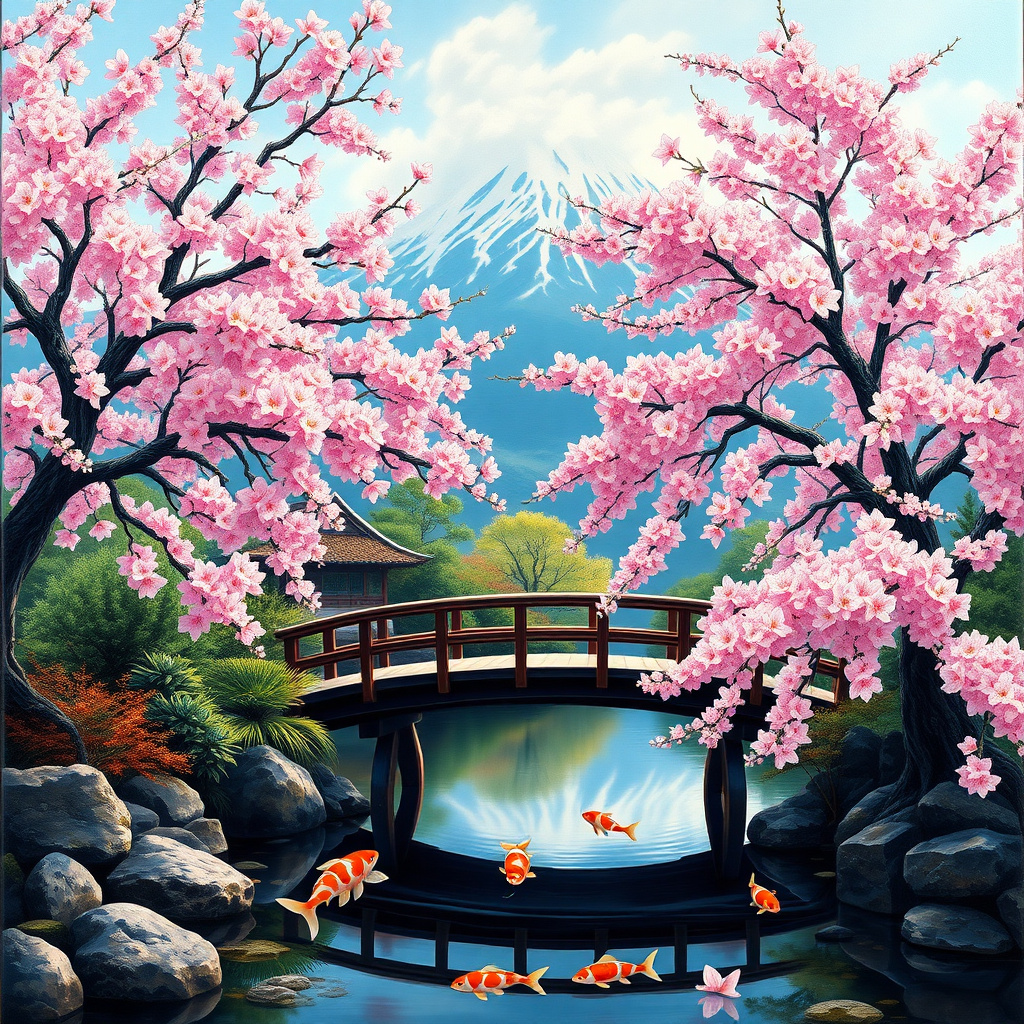 Duvarda Sanat Zarif Japon Kiraz Çiçeği Bahçesi (Sakura) Kendinden Yapışkanlı Duvar Kağıdı