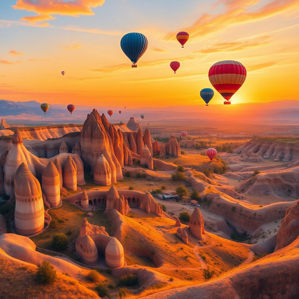 Duvarda Sanat Sanatsal Kapadokya Balon Şenliği Kendinden Yapışkanlı Duvar Kağıdı