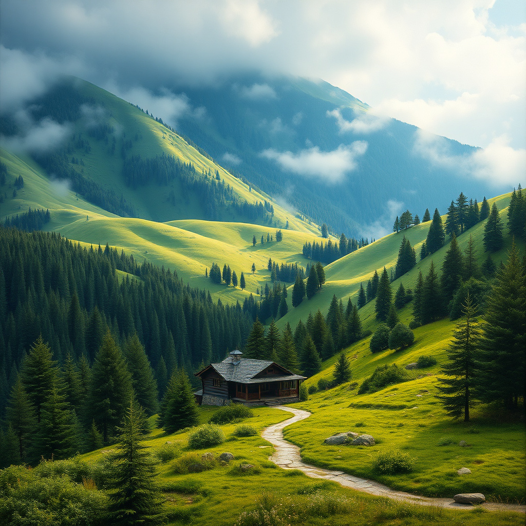 Duvarda Sanat Minimalist Karadeniz Kaçkar Dağları Yaylası Kendinden Yapışkanlı Duvar Kağıdı
