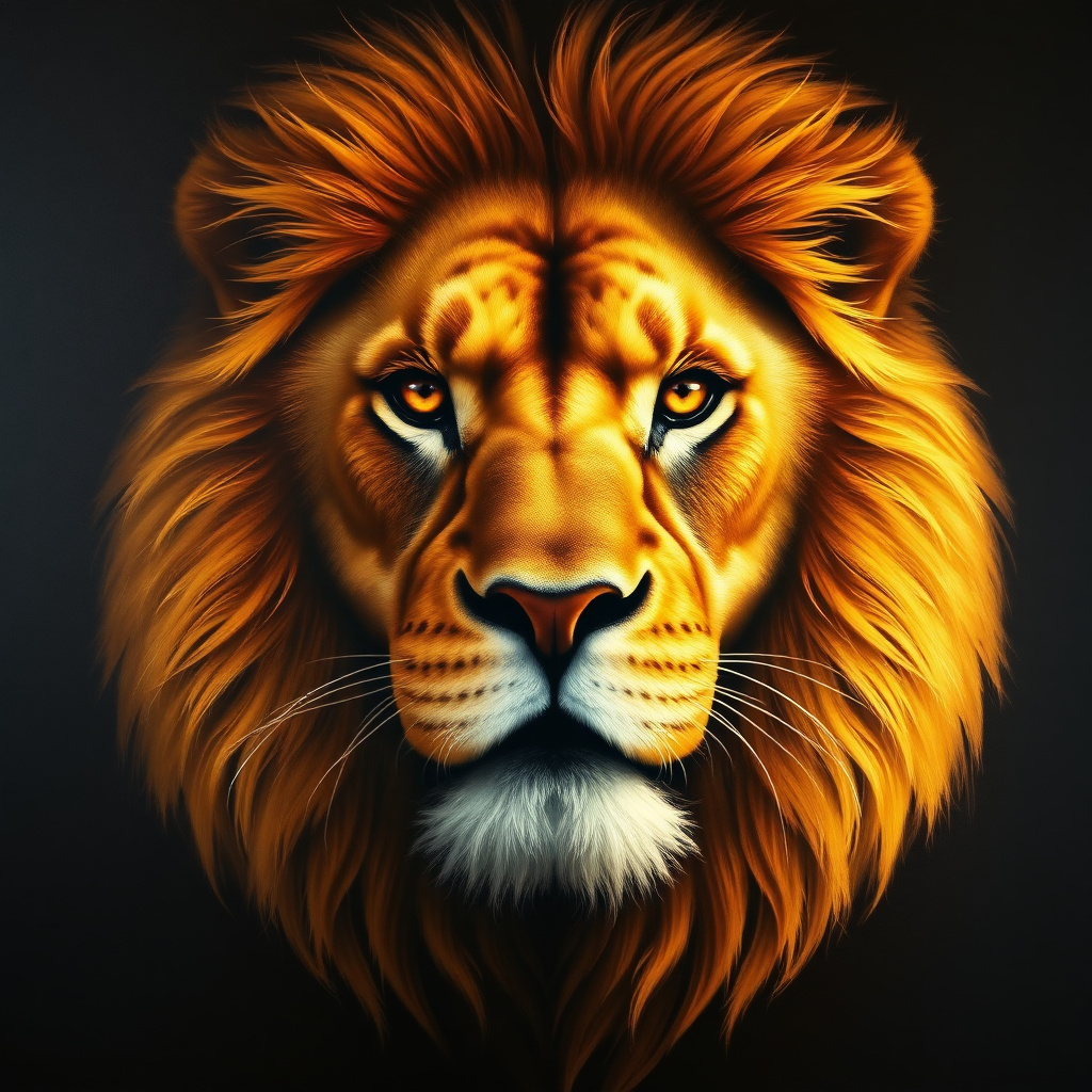Duvarda Sanat Şık Asil Aslan Portresi Kendinden Yapışkanlı Duvar Kağıdı
