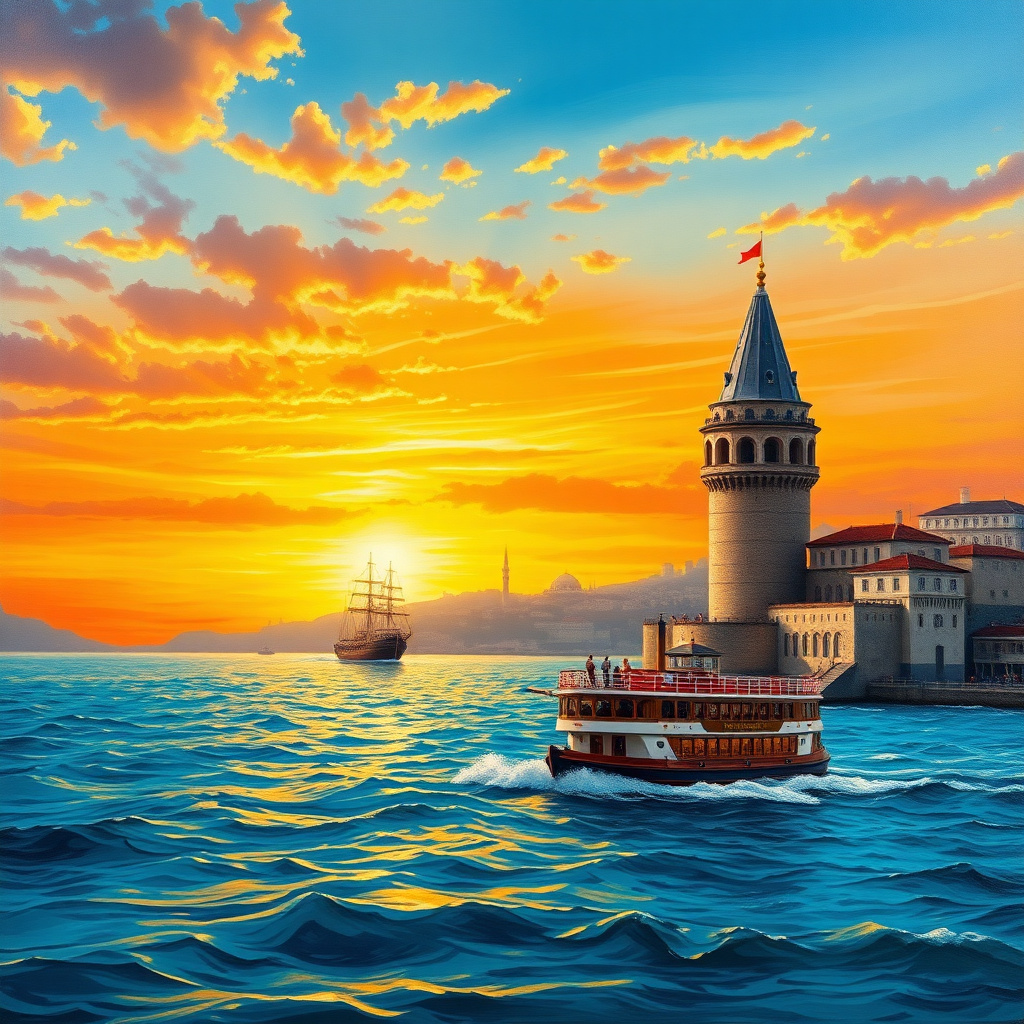 Duvarda Sanat Premium İstanbul Boğazı ve Kız Kulesi Kendinden Yapışkanlı Duvar Kağıdı No:170 No:549