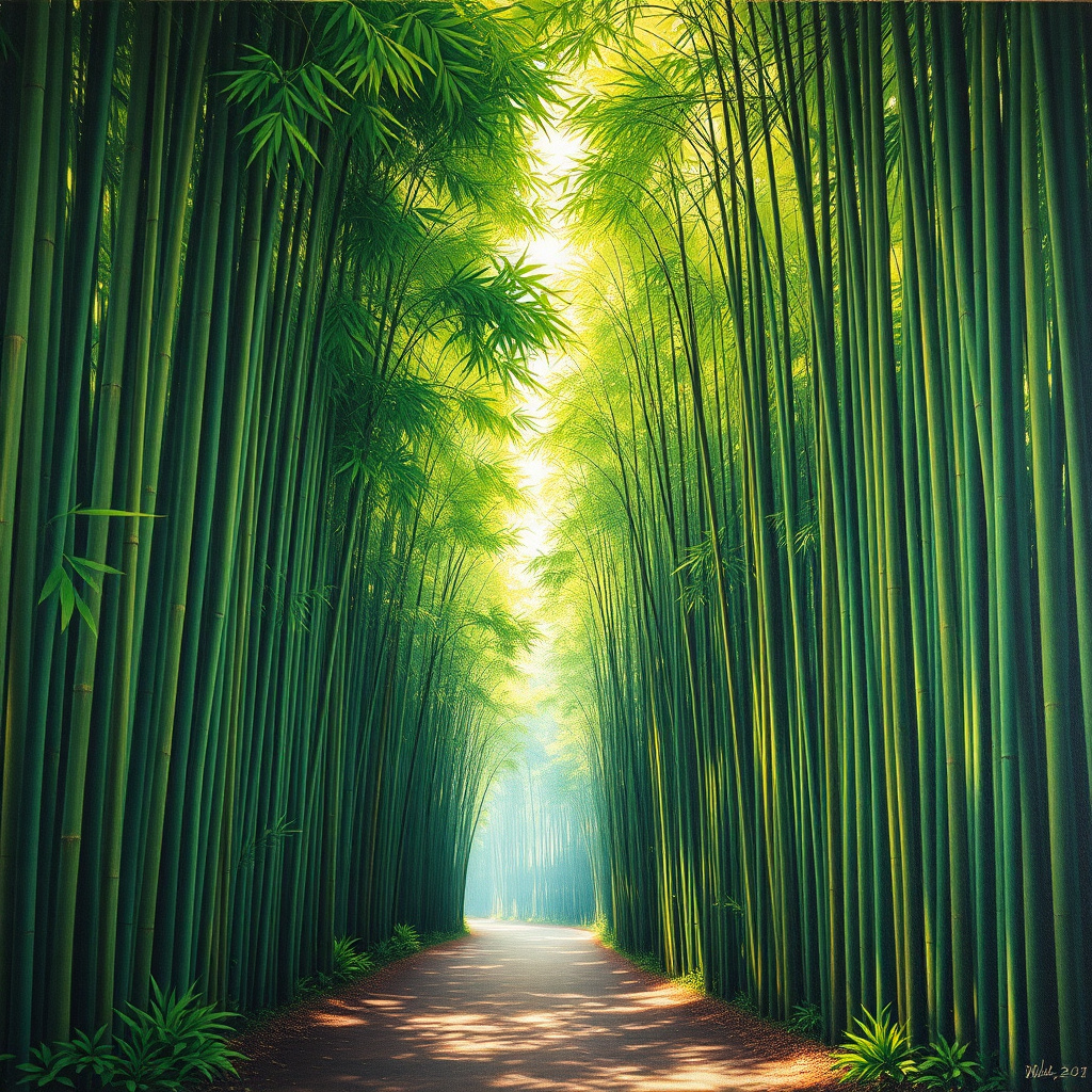 Duvarda Sanat Retro Huzurlu Bambu Ormanı Yolu Kendinden Yapışkanlı Duvar Kağıdı No:557