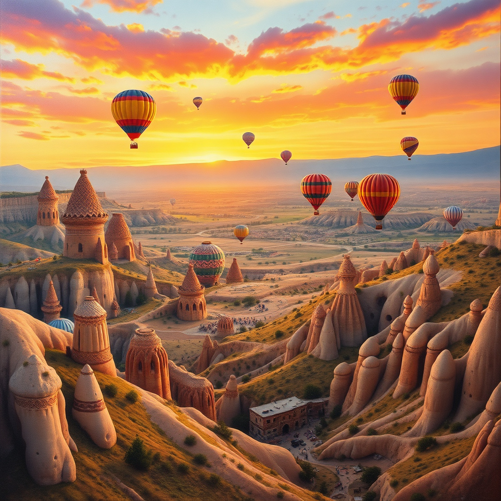 Duvarda Sanat Modern Kapadokya Balon Şenliği Kendinden Yapışkanlı Duvar Kağıdı No:583
