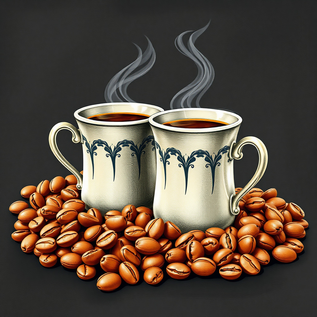 Duvarda Sanat Sanatsal Retro Kahve Çekirdekleri ve Espresso Kendinden Yapışkanlı Duvar Kağıdı No:625