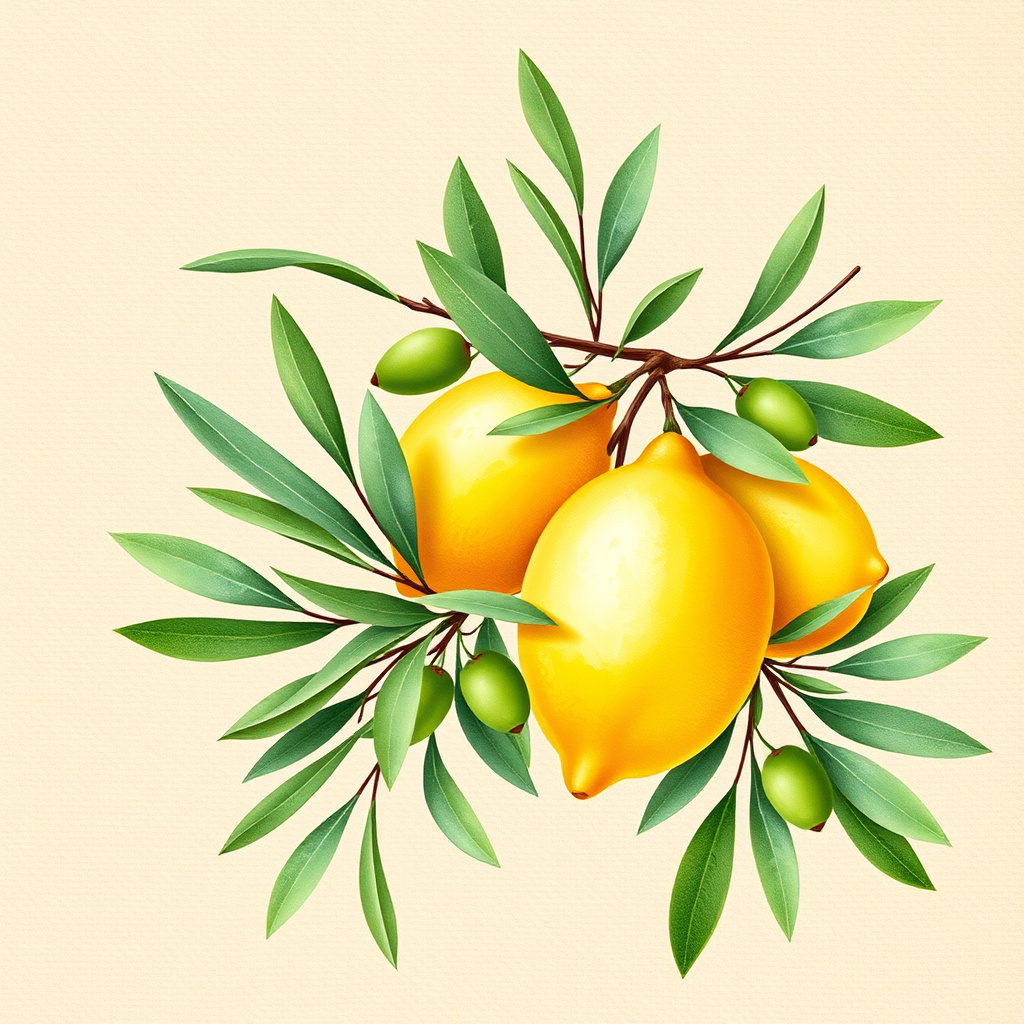 Duvarda Sanat Lüks Lüks Limon ve Zeytin Dalları Kendinden Yapışkanlı Duvar Kağıdı No:637