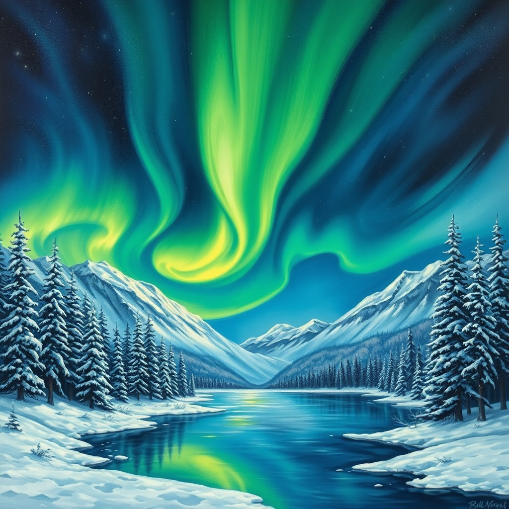 Duvarda Sanat Bohem Kutup Işıkları (Aurora Borealis) Kendinden Yapışkanlı Duvar Kağıdı No:638