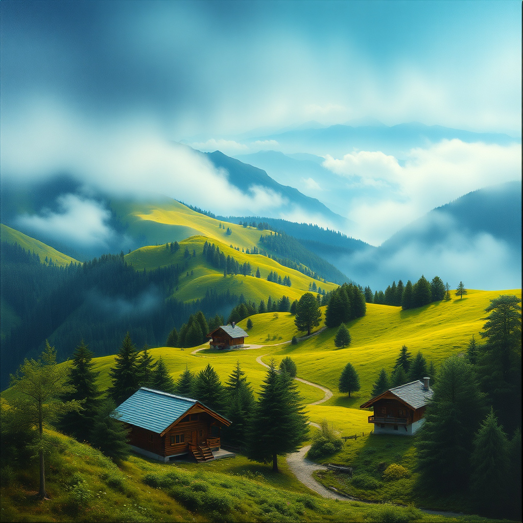 Duvarda Sanat Premium Karadeniz Kaçkar Dağları Yaylası Kendinden Yapışkanlı Duvar Kağıdı No:775 No:666