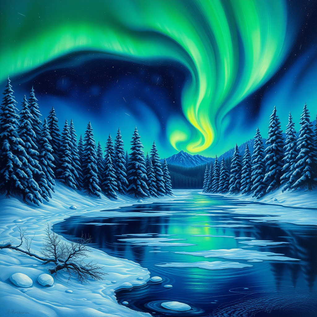 Duvarda Sanat Avangart Kutup Işıkları (Aurora Borealis) Kendinden Yapışkanlı Duvar Kağıdı No:303 No:681