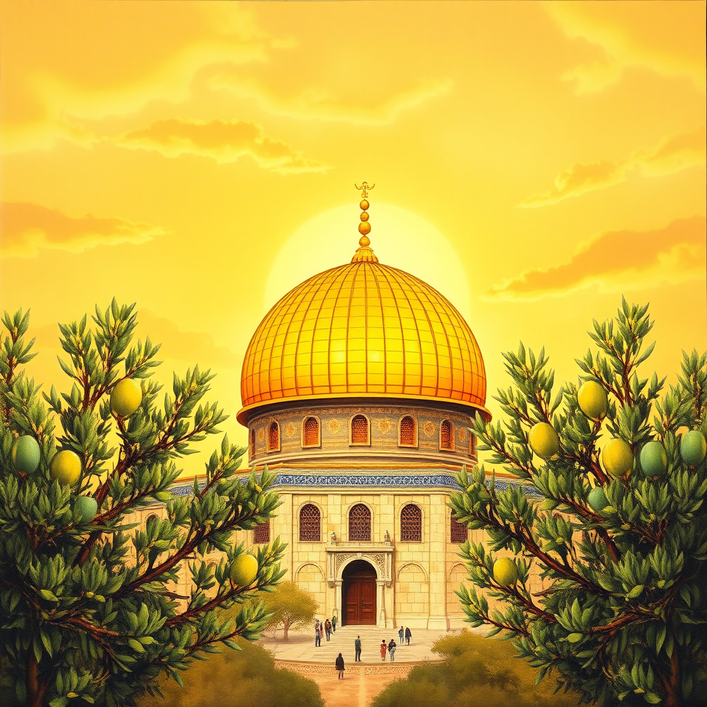 Duvarda Sanat Avangart Kudüs Kubbetü's-Sahra Camii Kendinden Yapışkanlı Duvar Kağıdı No:717