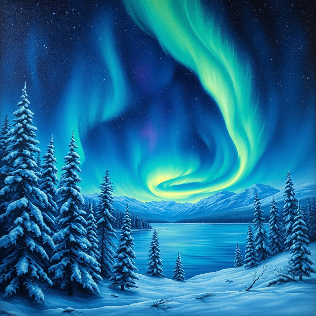 Duvarda Sanat Özgün Kutup Işıkları (Aurora Borealis) Kendinden Yapışkanlı Duvar Kağıdı No:696 No:727