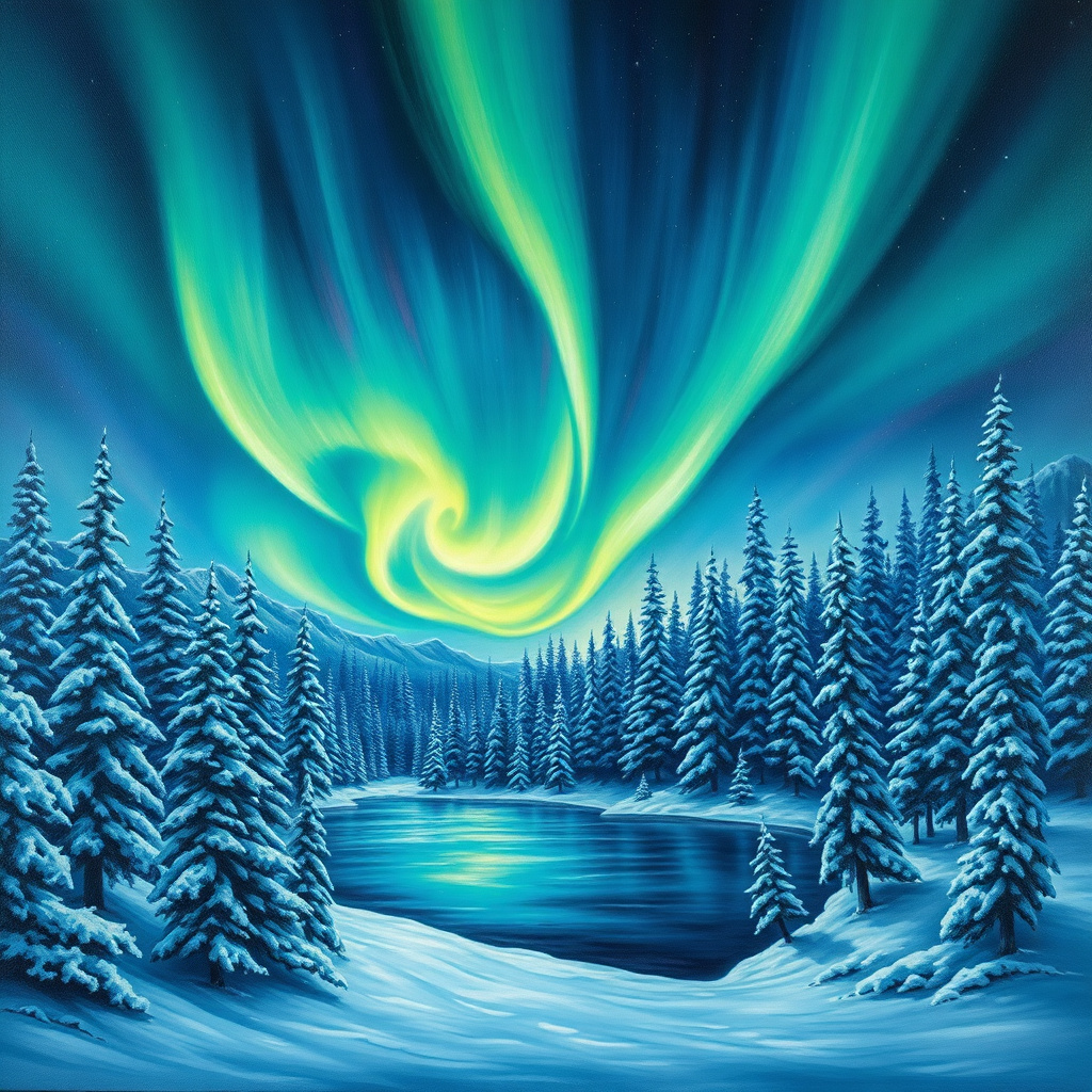 Duvarda Sanat Retro Kutup Işıkları (Aurora Borealis) Kendinden Yapışkanlı Duvar Kağıdı No:736