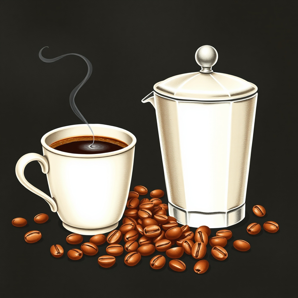 Duvarda Sanat Estetik Retro Kahve Çekirdekleri ve Espresso Kendinden Yapışkanlı Duvar Kağıdı