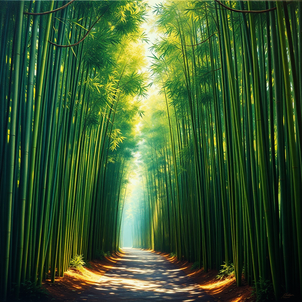 Duvarda Sanat Retro Huzurlu Bambu Ormanı Yolu Kendinden Yapışkanlı Duvar Kağıdı No:788