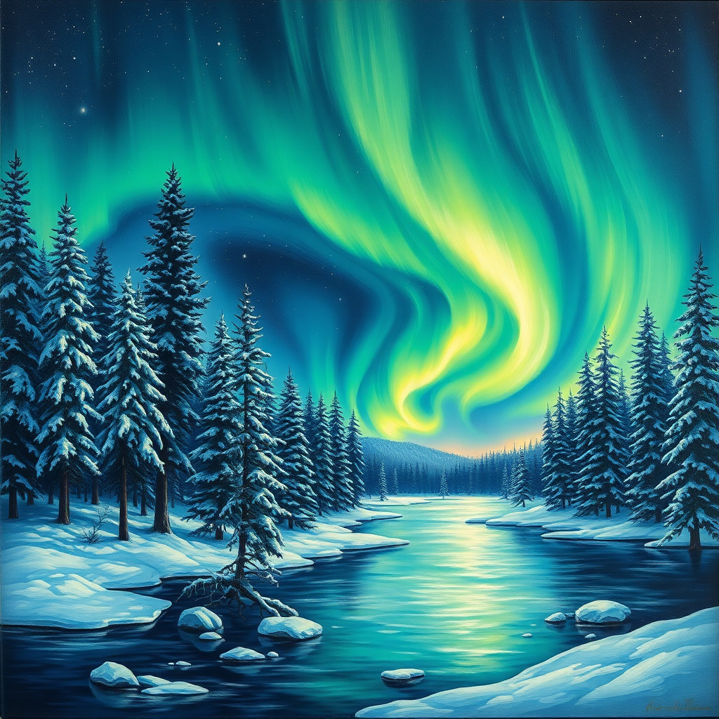 Duvarda Sanat Estetik Kutup Işıkları (Aurora Borealis) Kendinden Yapışkanlı Duvar Kağıdı No:790