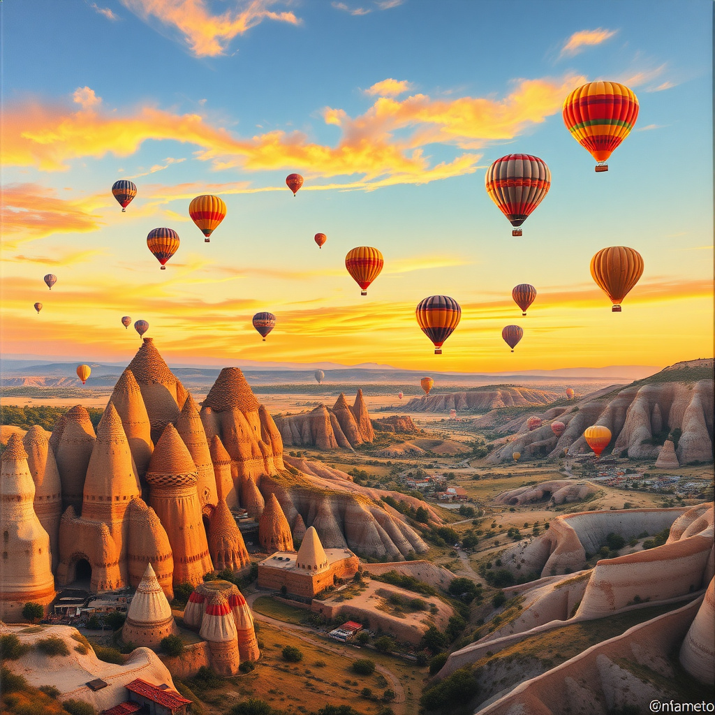 Duvarda Sanat Avangart Kapadokya Balon Şenliği Kendinden Yapışkanlı Duvar Kağıdı No:723 No:796