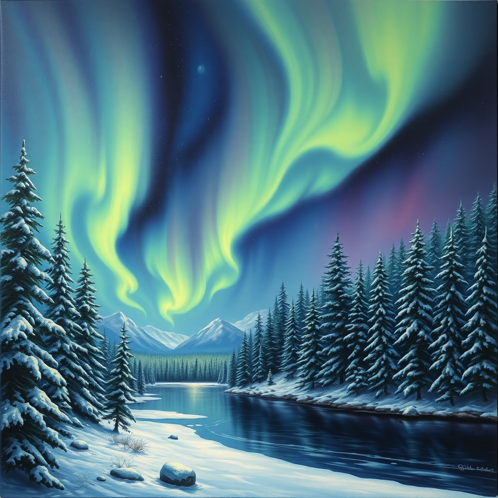 Duvarda Sanat Minimalist Kutup Işıkları (Aurora Borealis) Kendinden Yapışkanlı Duvar Kağıdı No:797