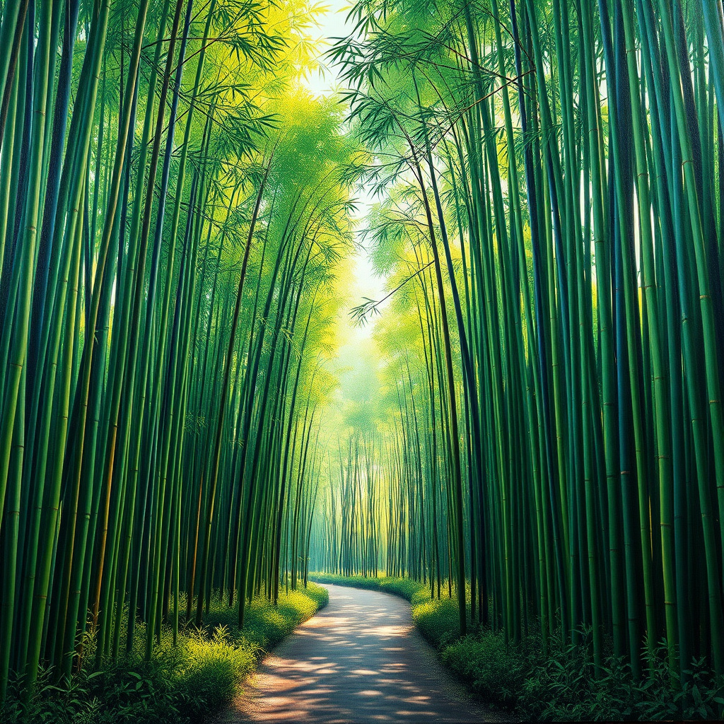 Duvarda Sanat Avangart Huzurlu Bambu Ormanı Yolu Kendinden Yapışkanlı Duvar Kağıdı No:134 No:803