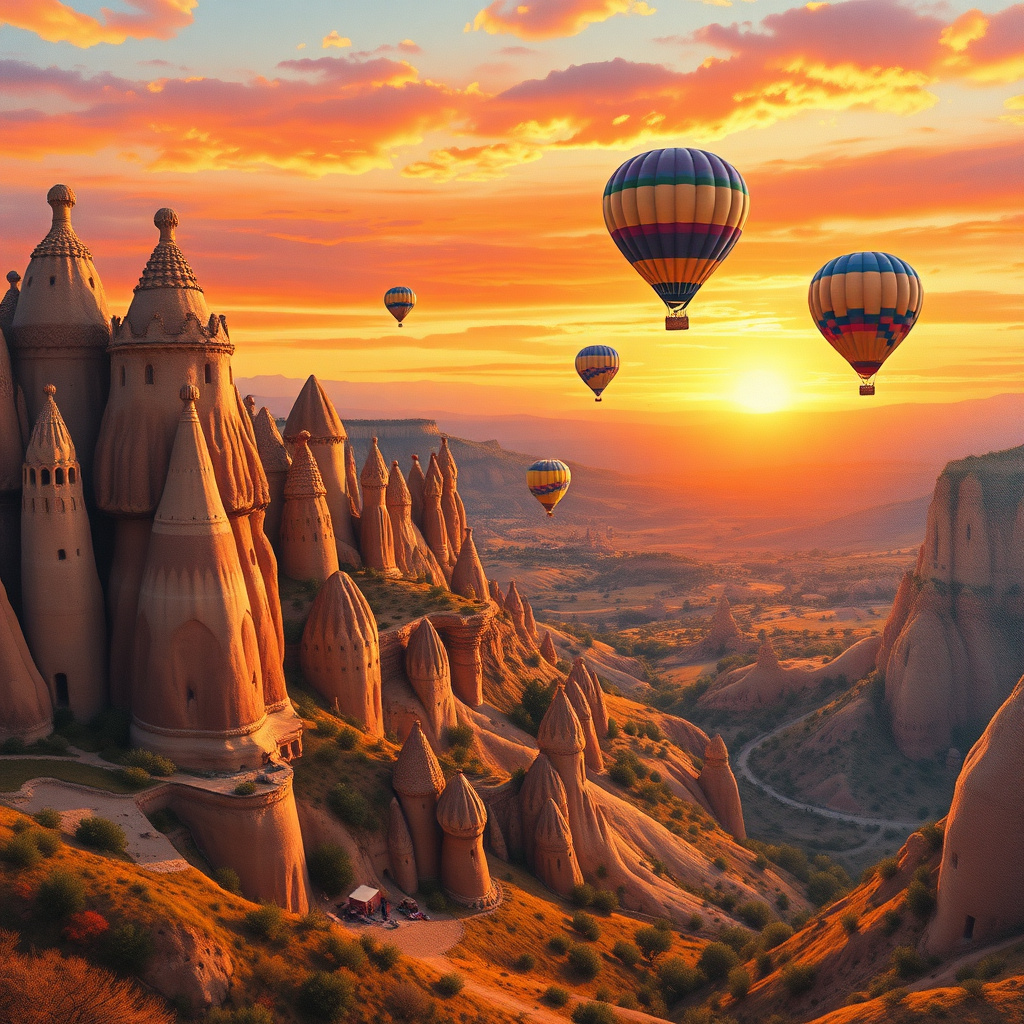 Duvarda Sanat Rustik Kapadokya Balon Şenliği Kendinden Yapışkanlı Duvar Kağıdı No:883