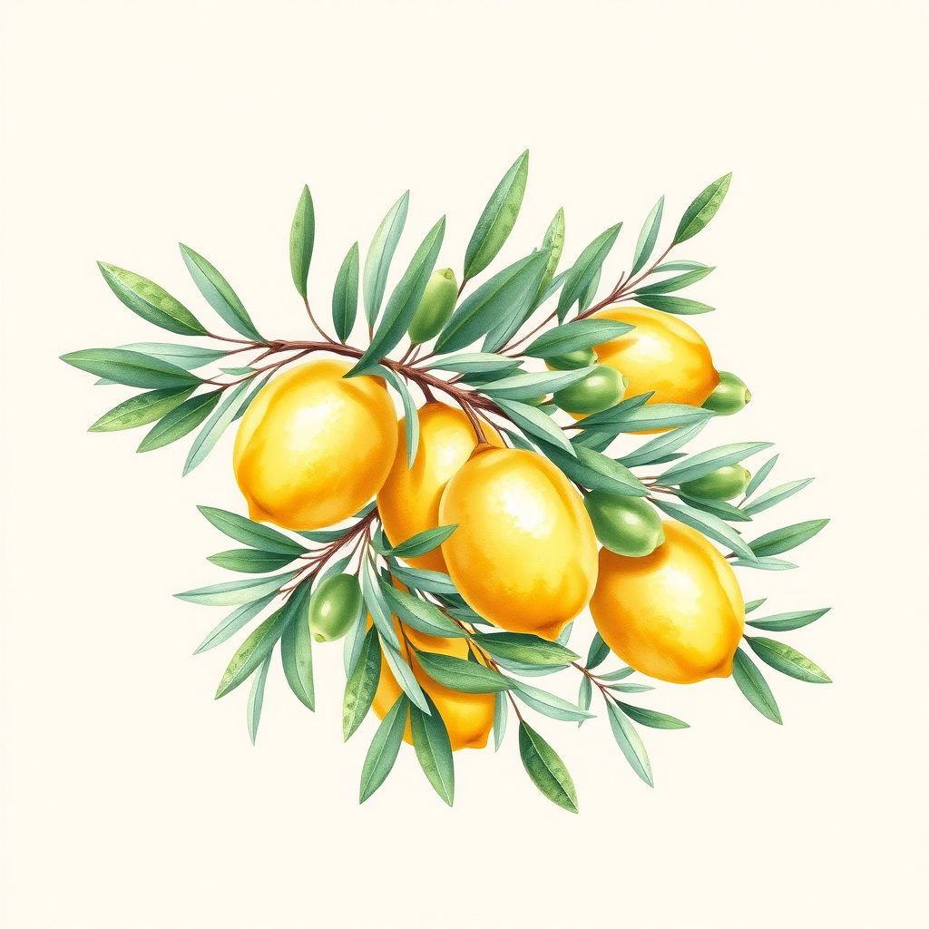 Duvarda Sanat Bohem Lüks Limon ve Zeytin Dalları Kendinden Yapışkanlı Duvar Kağıdı No:886