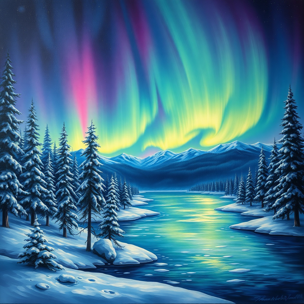Duvarda Sanat Özgün Kutup Işıkları (Aurora Borealis) Kendinden Yapışkanlı Duvar Kağıdı No:898