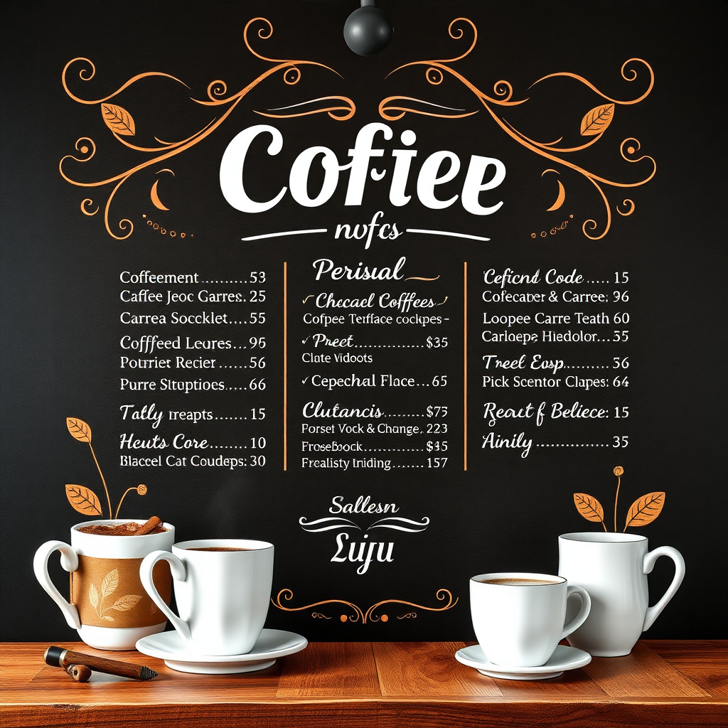 Duvarda Sanat Modern Retro Kafe Kahve Menüsü Kendinden Yapışkanlı Duvar Kağıdı No:961