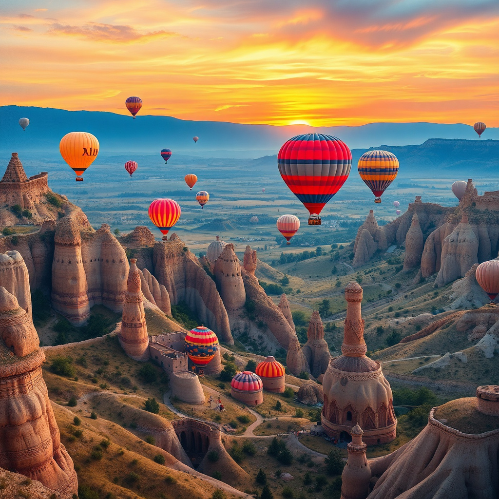 Duvarda Sanat Sanatsal Kapadokya Balon Şenliği Kendinden Yapışkanlı Duvar Kağıdı No:978