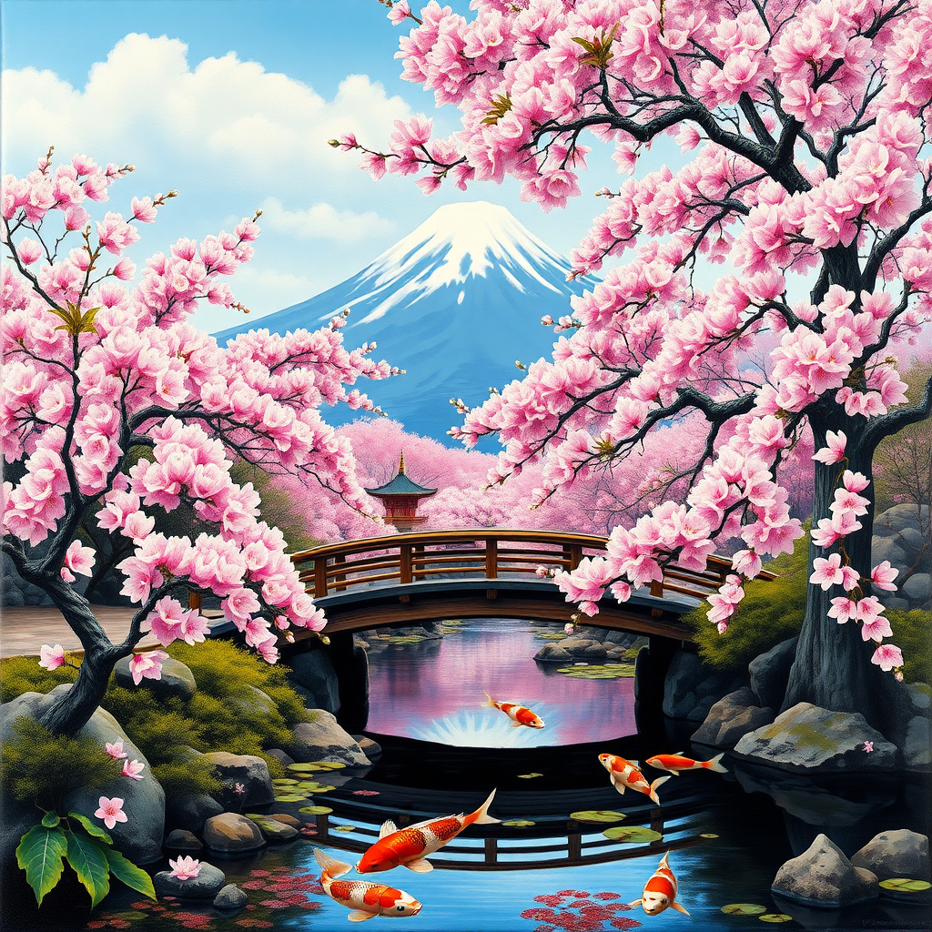 Duvarda Sanat Modern Japon Kiraz Çiçeği Bahçesi (Sakura) Kendinden Yapışkanlı Duvar Kağıdı No:980