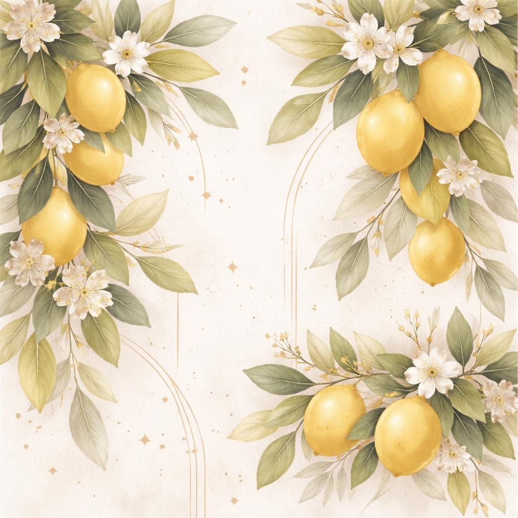 Limon Çiçekli Duvar Kağıdı – Peel & Stick Akdeniz Tarzı Duvar Kağıdı