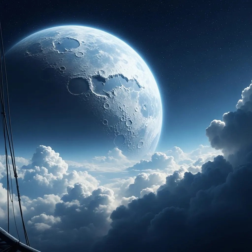 Ay ve Bulutlar Duvar Kağıdı – Peel & Stick Gökyüzü Temalı Duvar Kağıdı