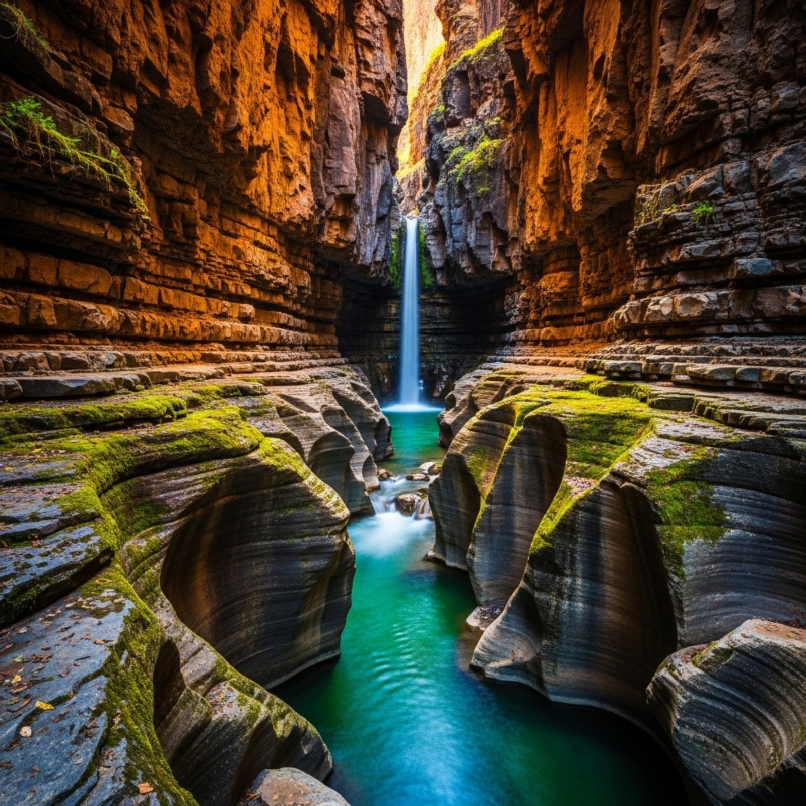 Kanyon ve Şelale Manzarası Duvar Kağıdı – Doğa Temalı Peel & Stick Duvar Kağıdı